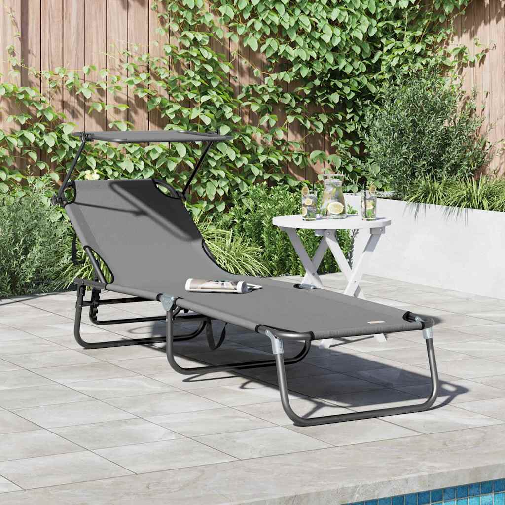 vidaXL Tumbona plegable oxford Gris