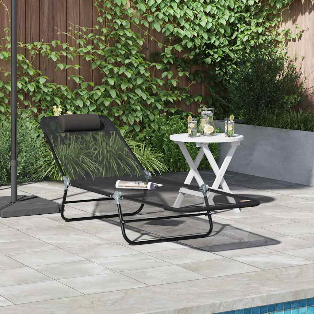 vidaXL Tumbona plegable Negro 182 x 55 x 85,5 cm Textileno