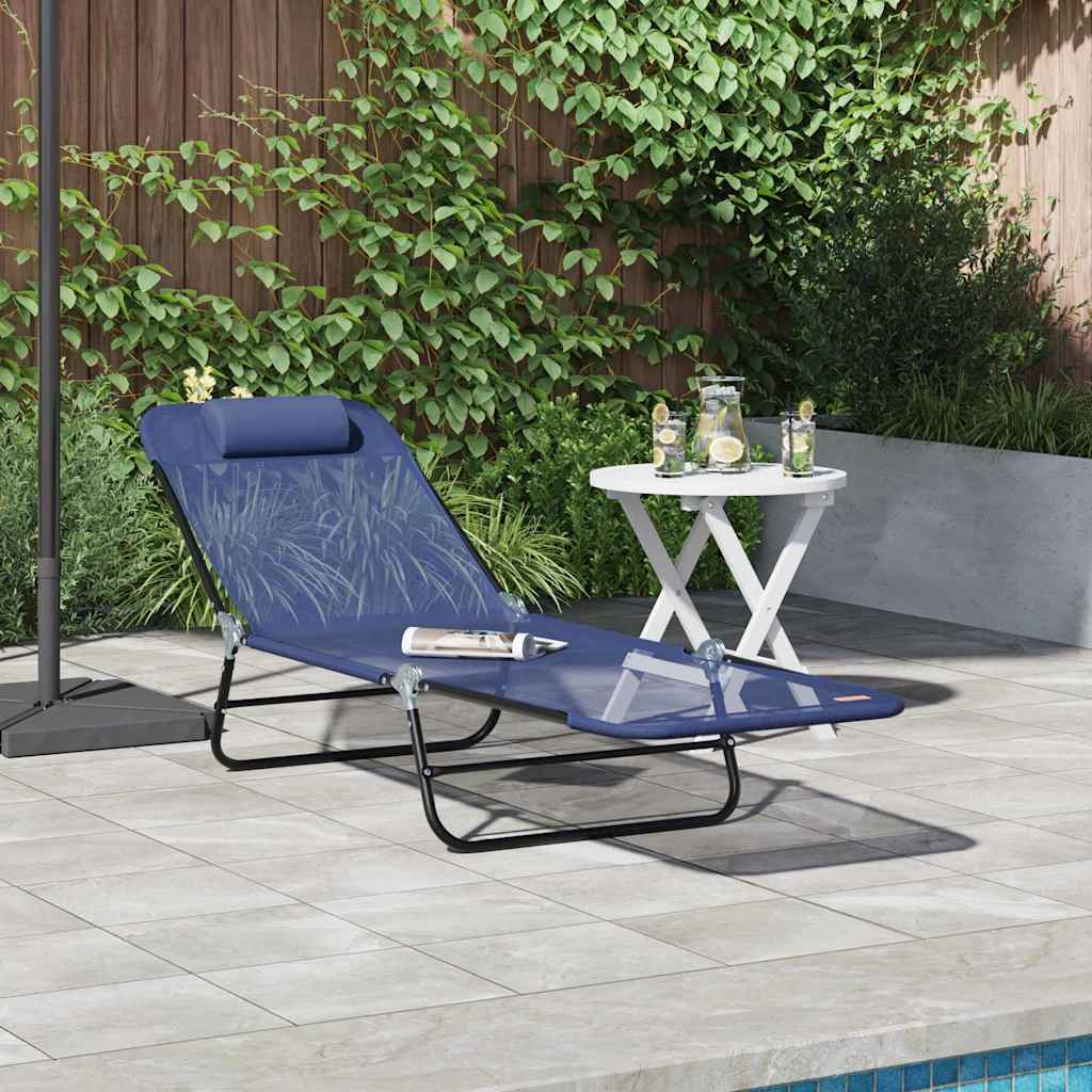 vidaXL Tumbona plegable Azul marino 182 x 55 x 85,5 cm Textileno