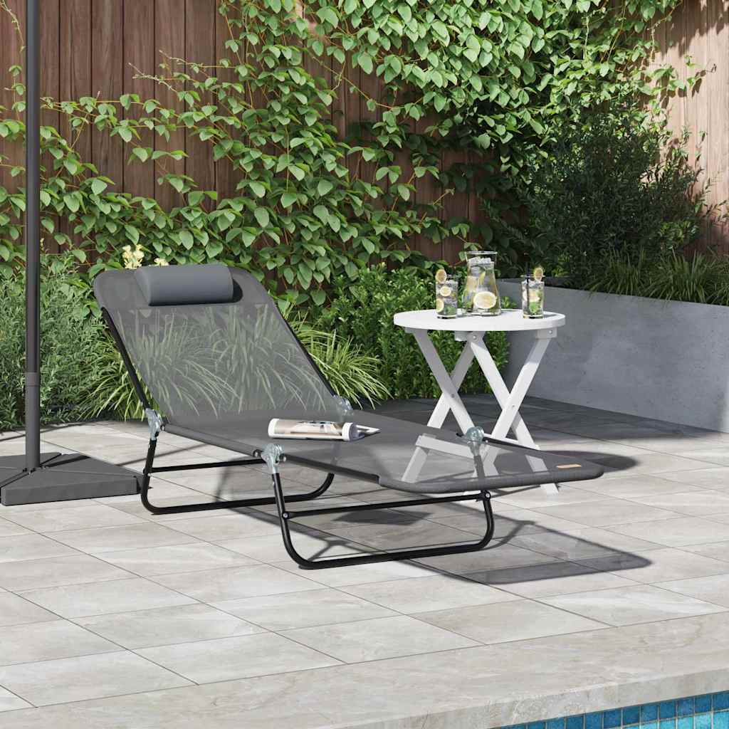 vidaXL Tumbona plegable Gris 182 x 55 x 85,5 cm Textileno