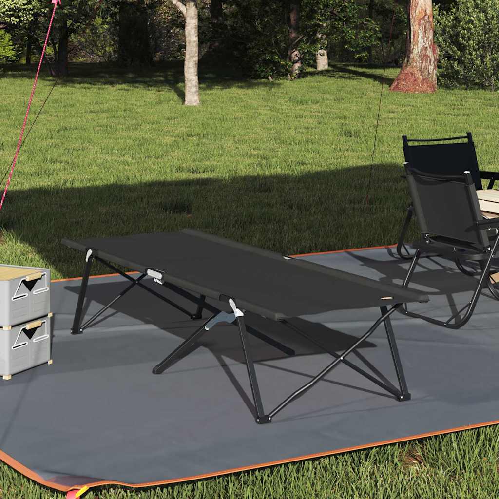 vidaXL Cama de Camping Plegable Negro 206 x 76 x 74 cm Oxford y acero