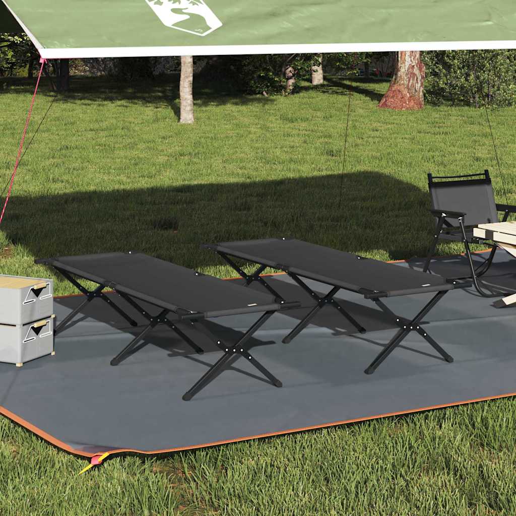 vidaXL Cama de Camping Plegable Manual 2 uds. Negro 193 x 69 x 45 cm
