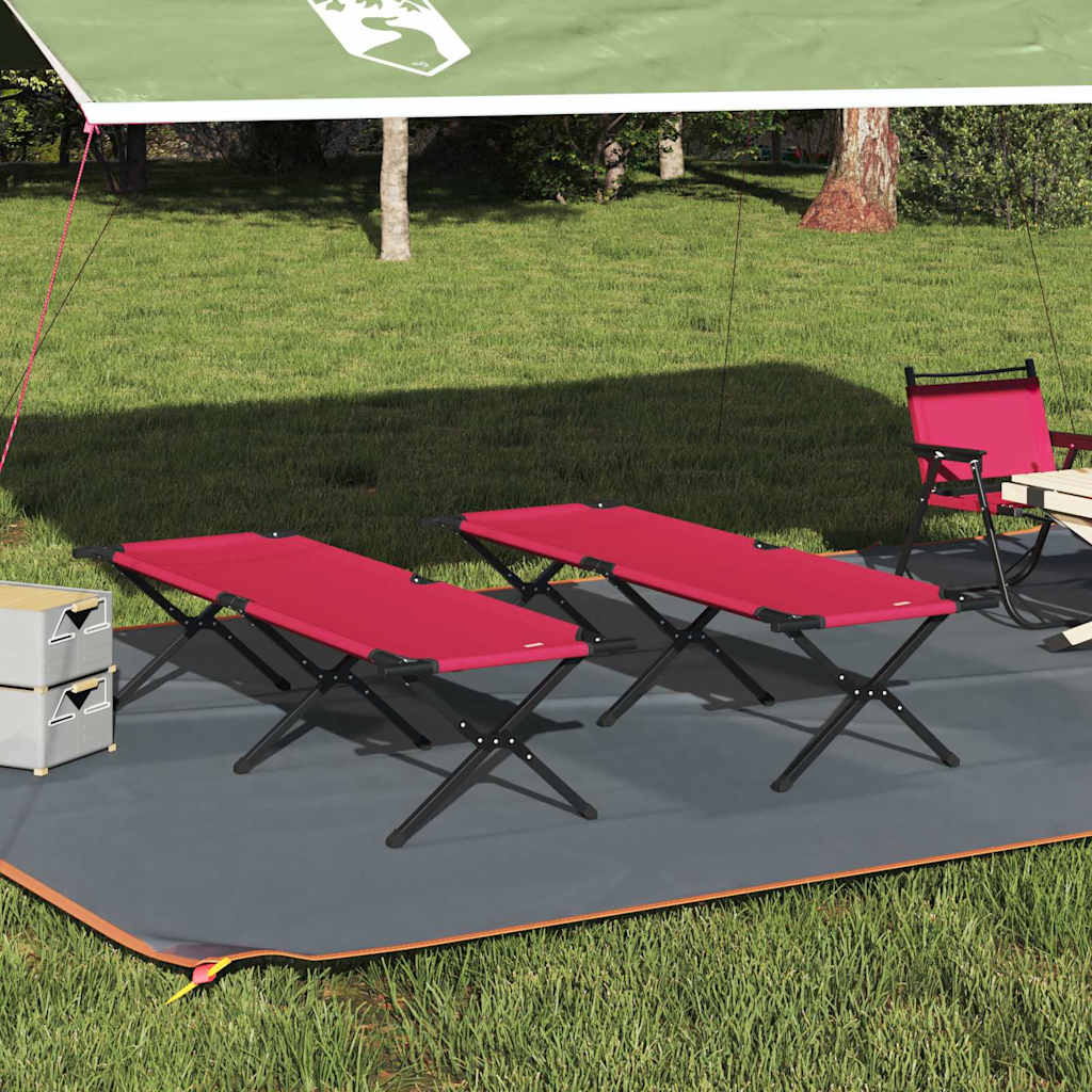 vidaXL Cama de Camping Plegable Manual 2 uds. Rojo 193 x 69 x 45 cm
