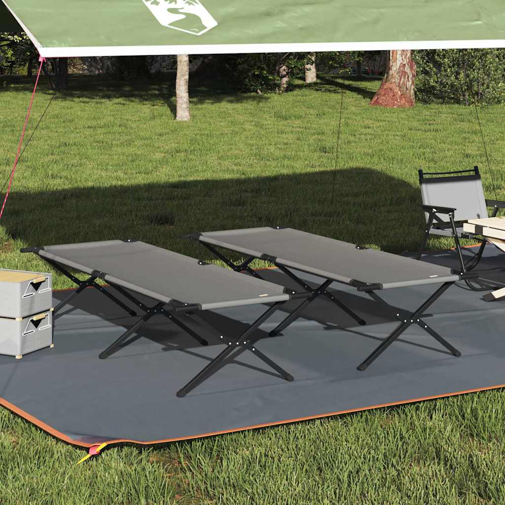vidaXL Cama de Camping Plegable Manual 2 uds. Gris 210 x 80 x 46 cm