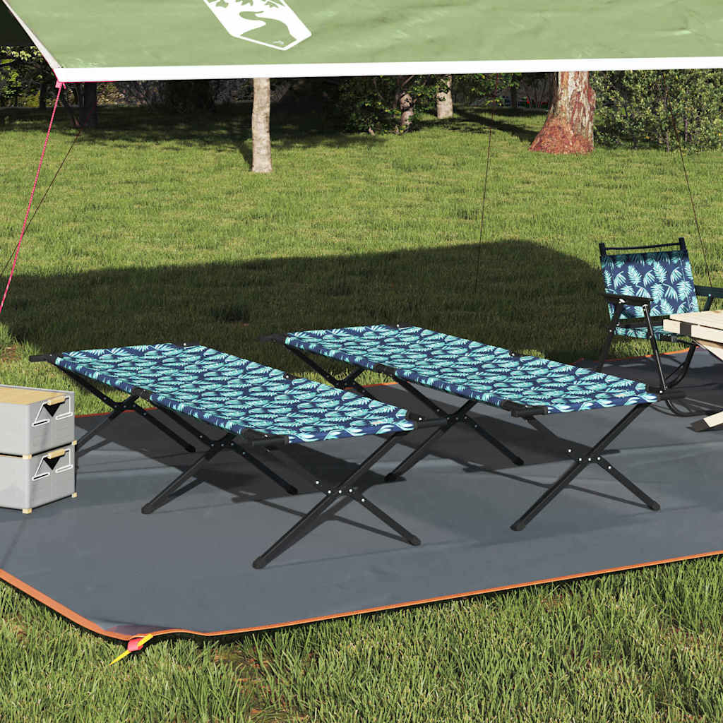 vidaXL Cama de Camping Plegable Hoja 2 uds. Bosque 210 x 80 x 46 cm