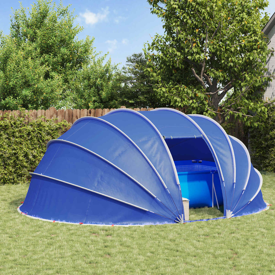 vidaXL Tienda de piscina tipo cúpula 538 x 440 x 204 cm Azul Azure