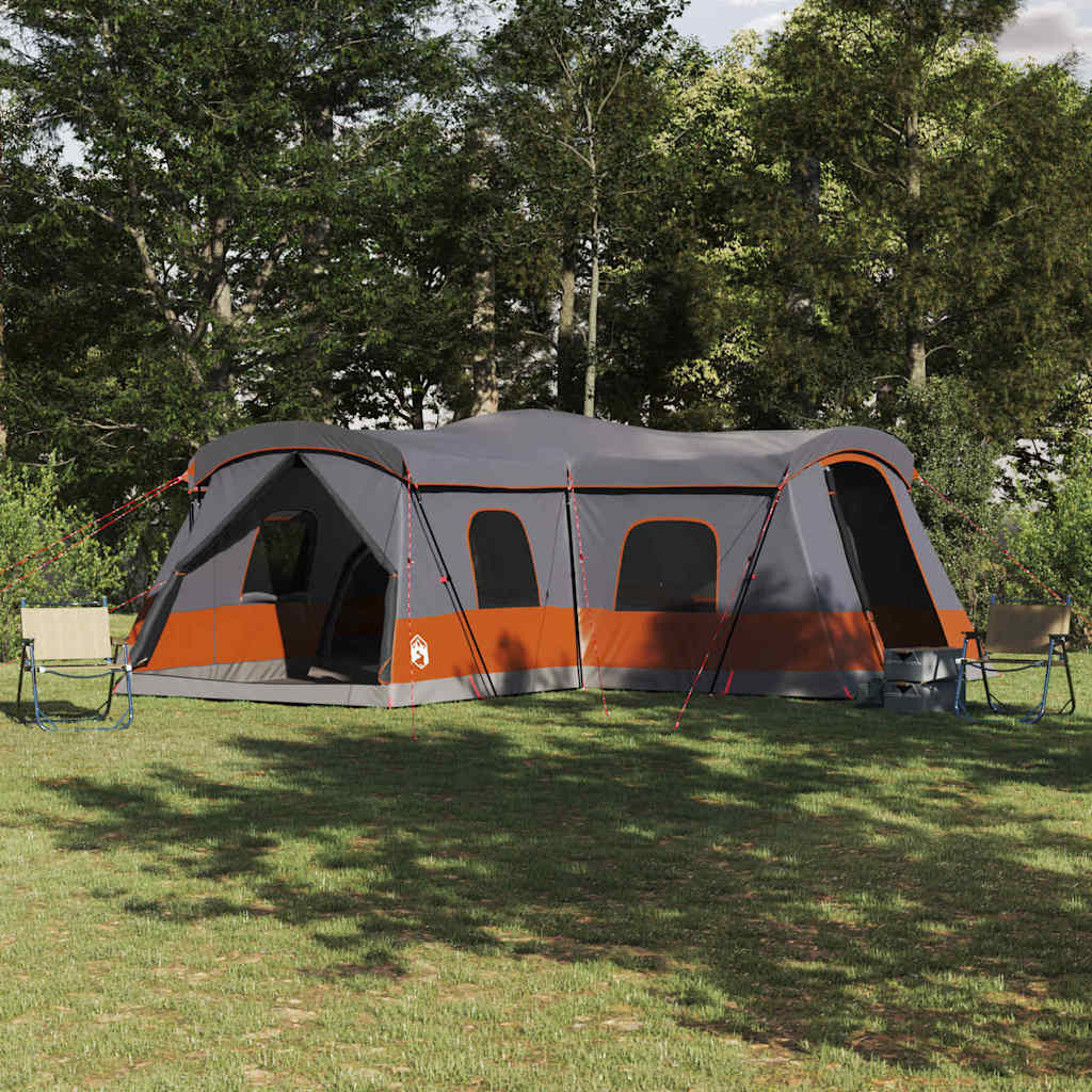 vidaXL Tienda para 16 personas Gris y naranja 680 x 510 x 210 cm