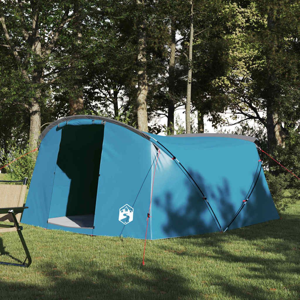 vidaXL Tienda túnel para 4 personas 4 persona Azul y gris