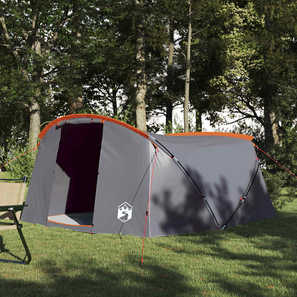 vidaXL Tienda túnel para 4 personas 4 persona Gris y naranja