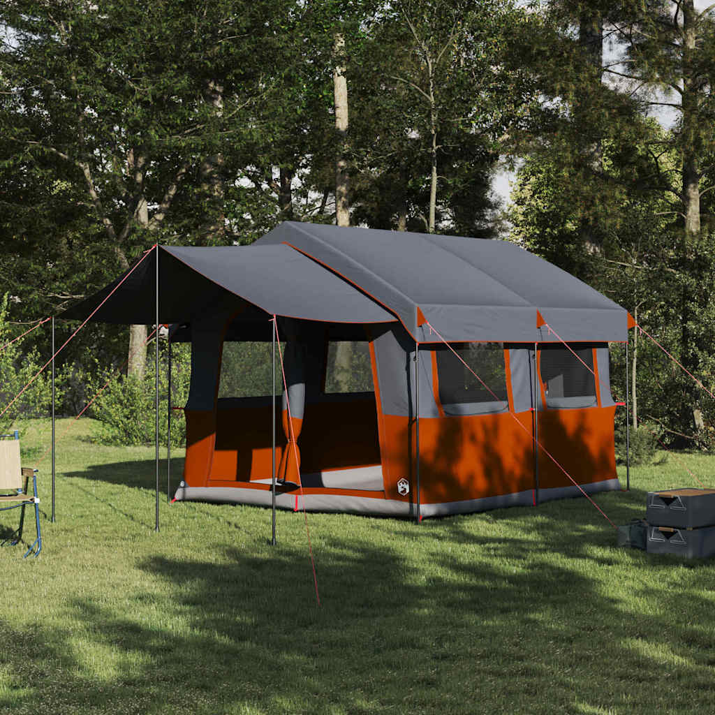 vidaXL Tienda familiar para 4 personas 4 persona Gris y naranja