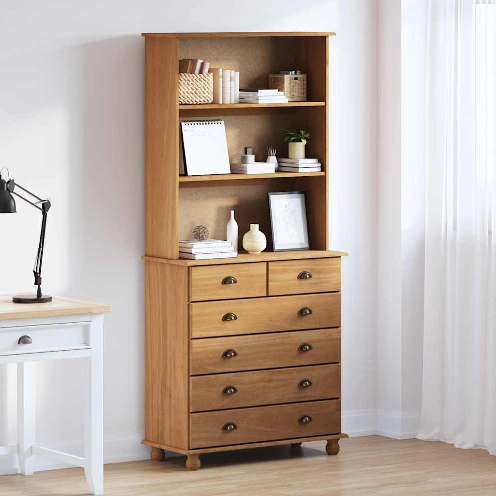 vidaXL Hutch con cajón ASKIM Cera de Miel 91 x 40 x 200,5 cm