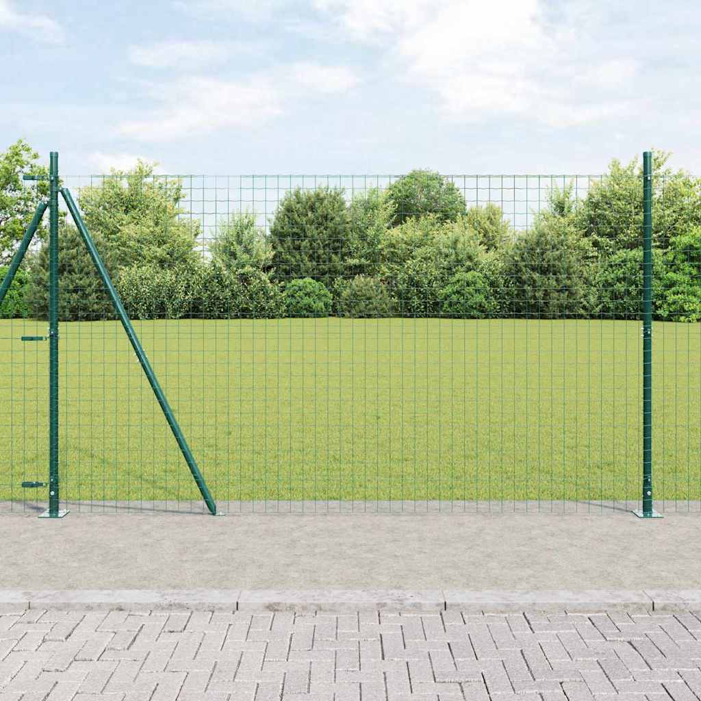 vidaXL Poste de cerca con base de concreto 7 uds. Verde