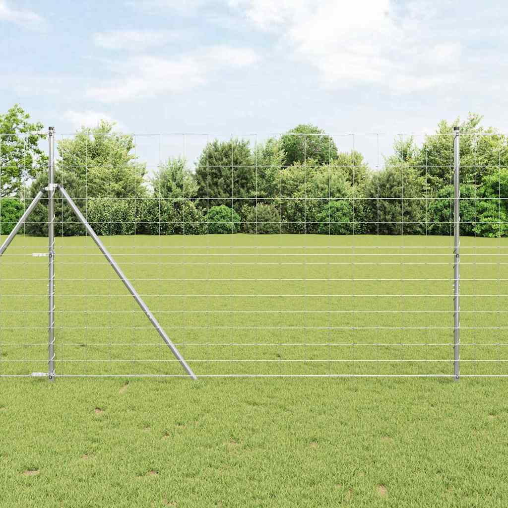 vidaXL Valla de campo Plateado