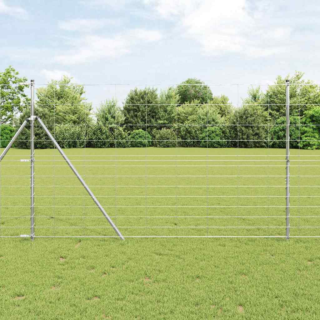vidaXL Valla de campo Plateado