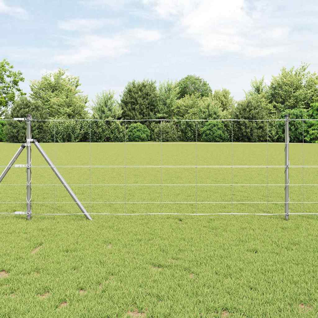 vidaXL Valla de campo Plateado