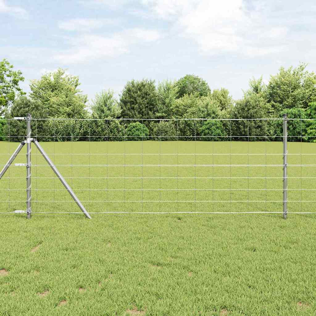 vidaXL Valla de campo Plateado