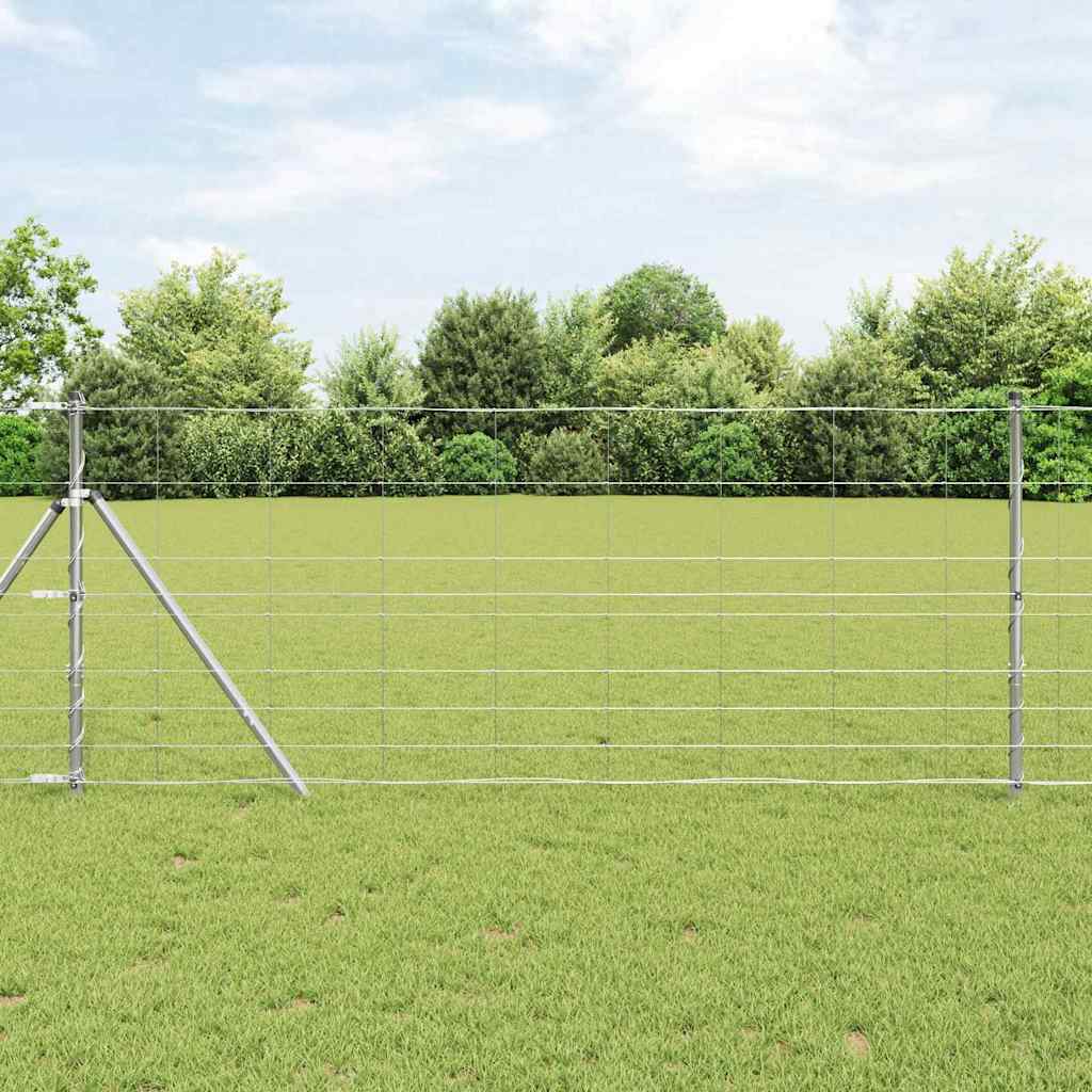 vidaXL Valla de campo Plateado