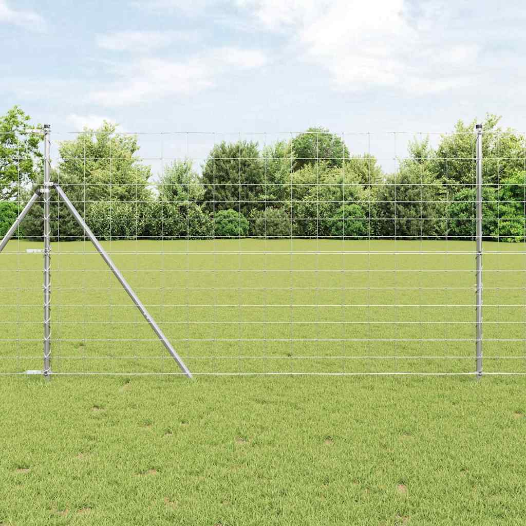 vidaXL Valla de campo Plateado