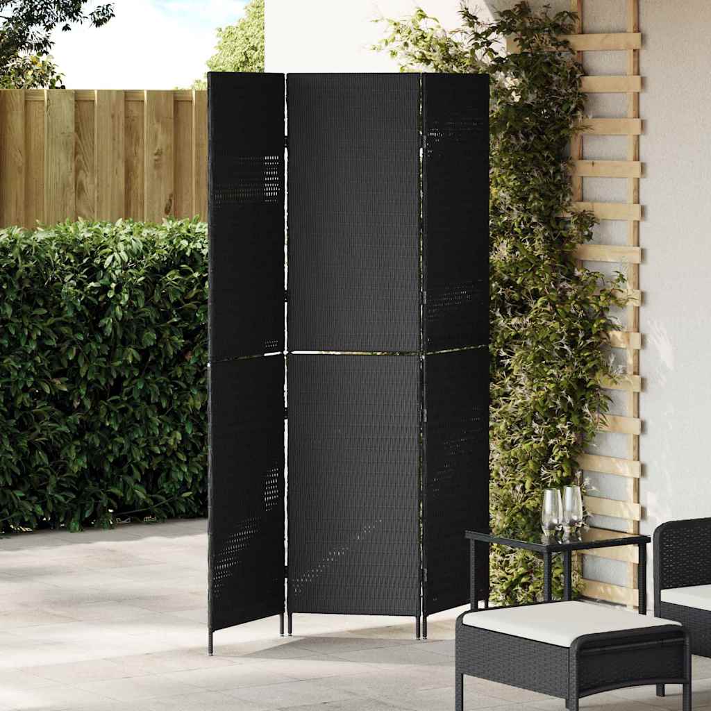 vidaXL Separador de habitaciones Negro 146 x 180 cm ratán sintético