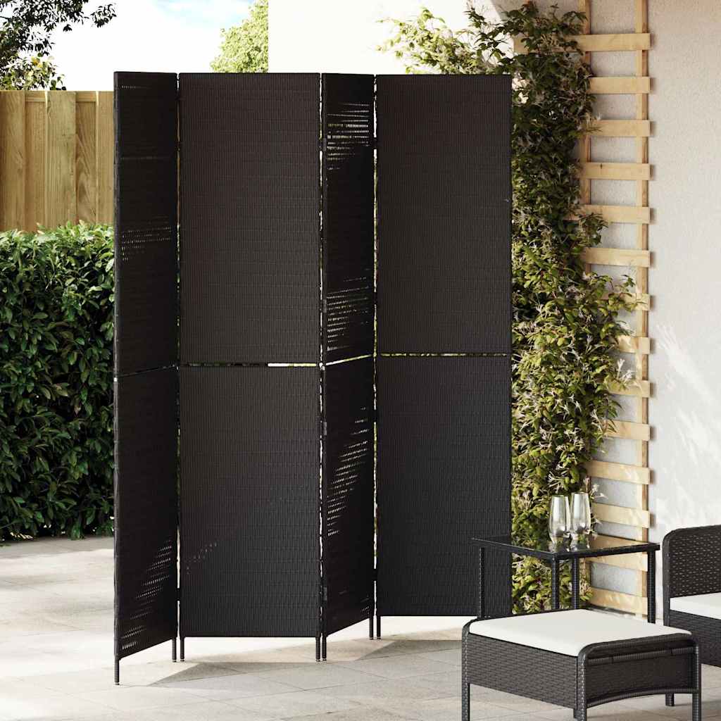 vidaXL Separador de habitaciones Negro 195 x 180 cm ratán sintético