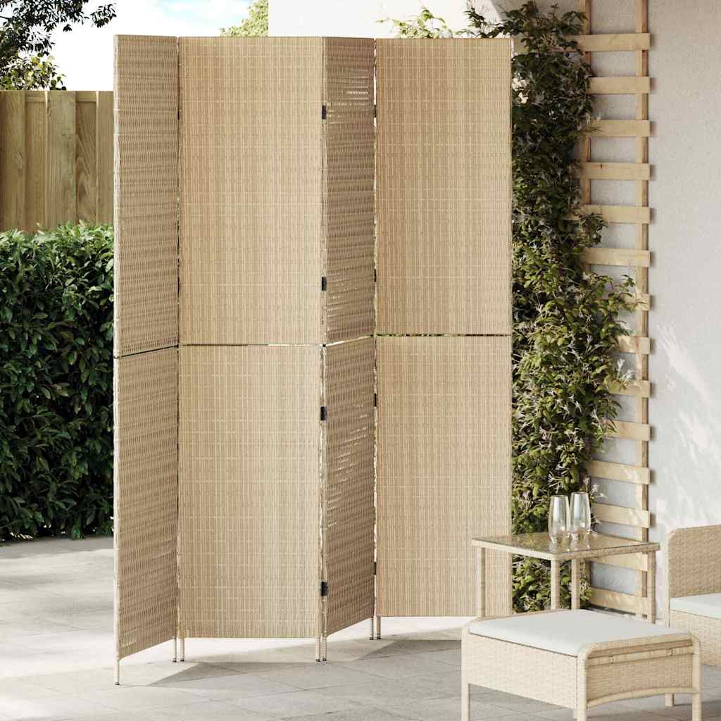 vidaXL Separador de habitaciones Beige 195 x 200 cm ratán sintético