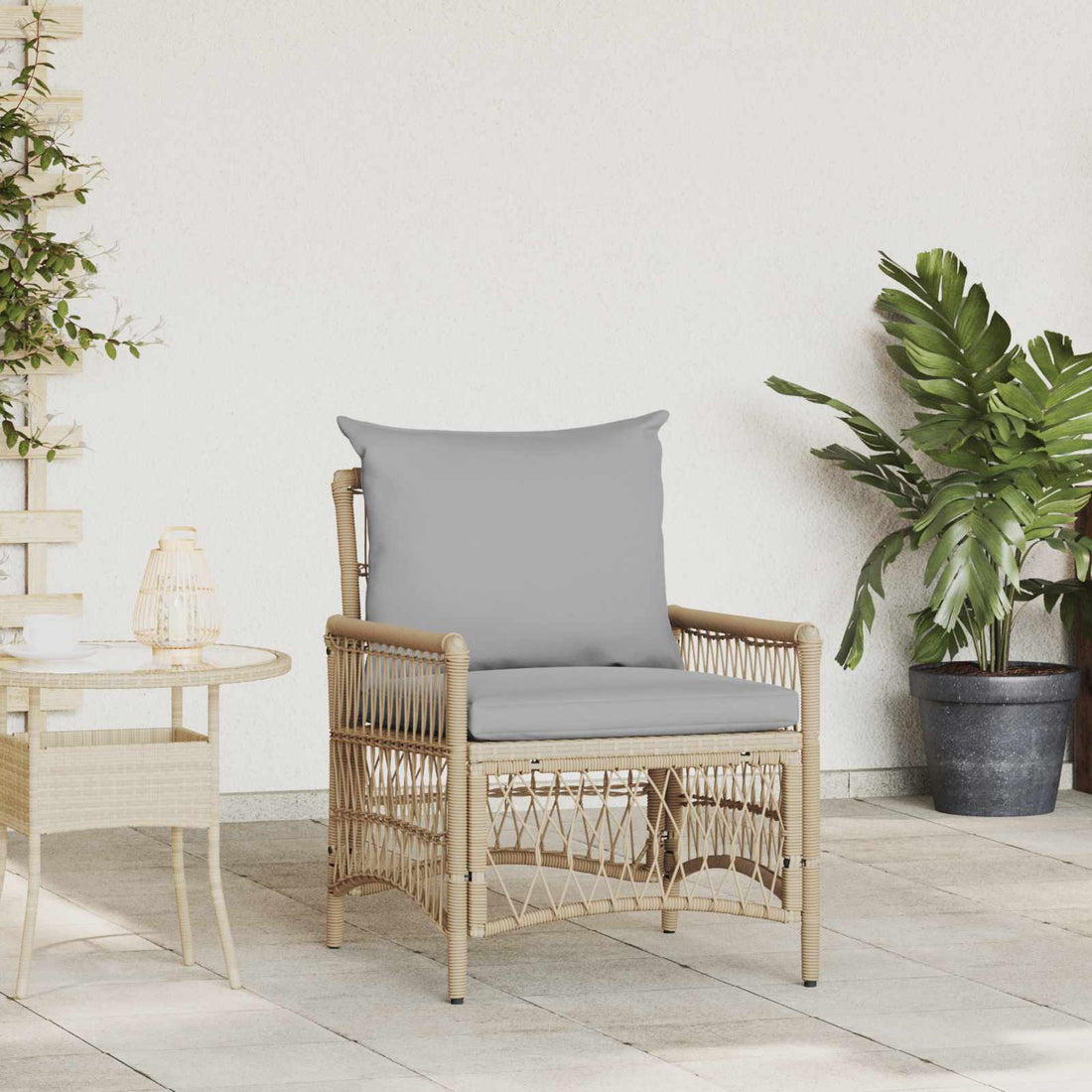 vidaXL Silla de Jardín Beige ratán sintético