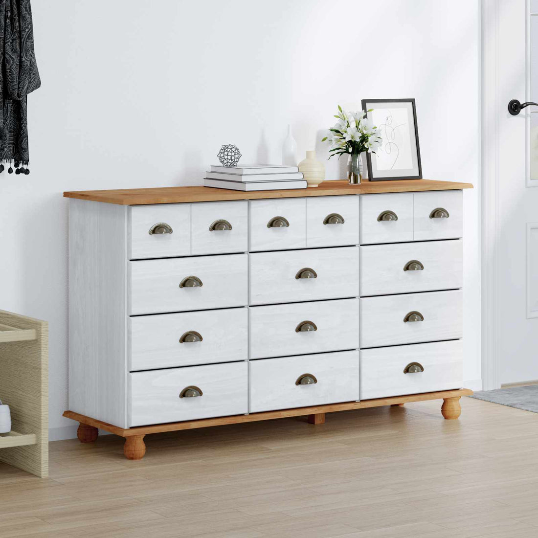 vidaXL Cajón de Gaveta ASKIM 79 x 40 x 133,5 cm Madera de pino macizo