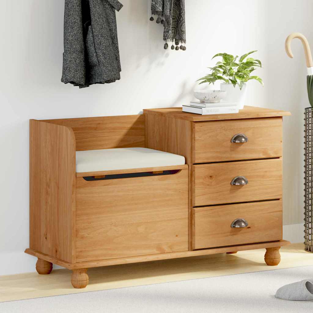 vidaXL Banco de almacenamiento con cajón ASKIM Marrón 100 x 39 x 62 cm