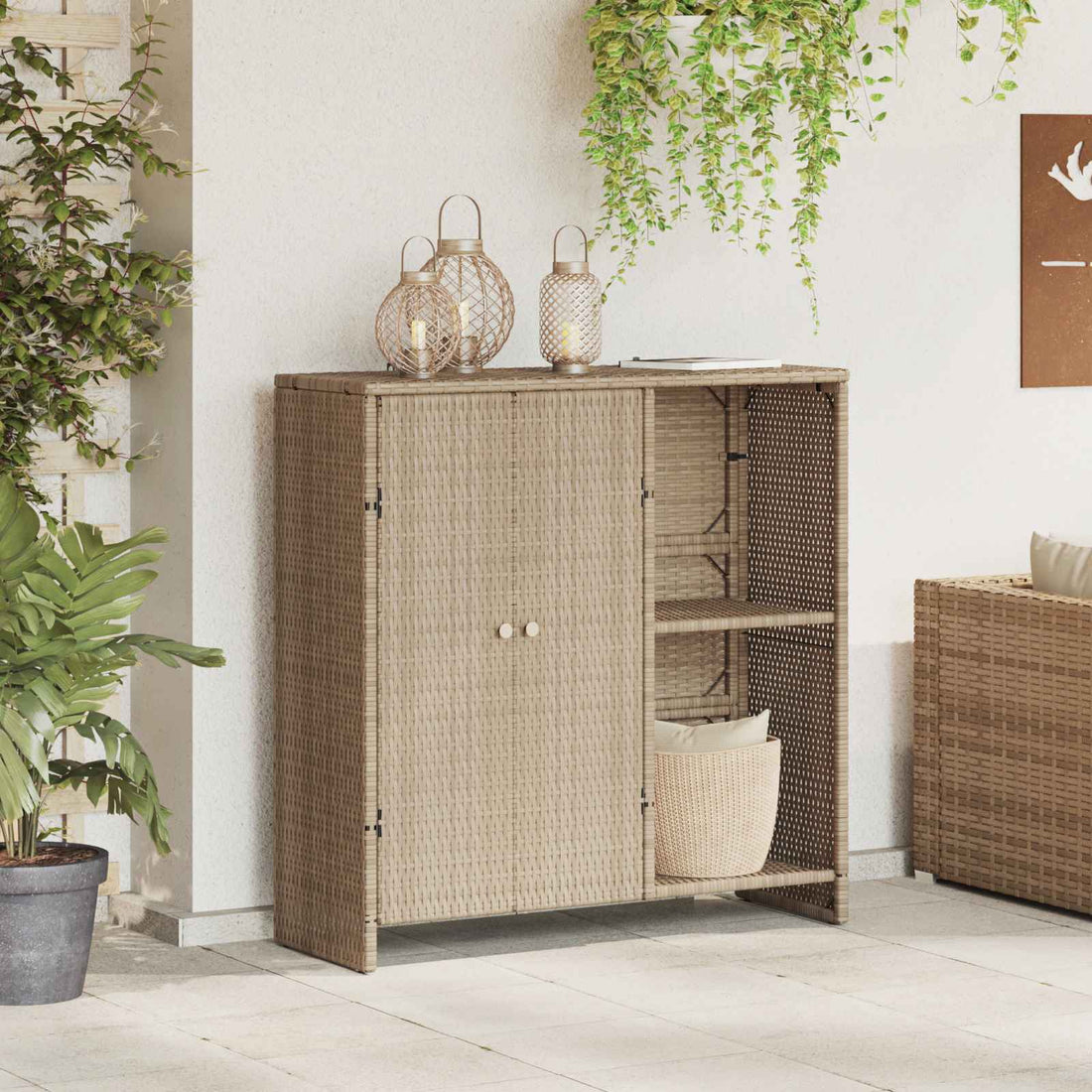 vidaXL Armario de almacenamiento Beige 100 x 36 x 102 cm Ratán