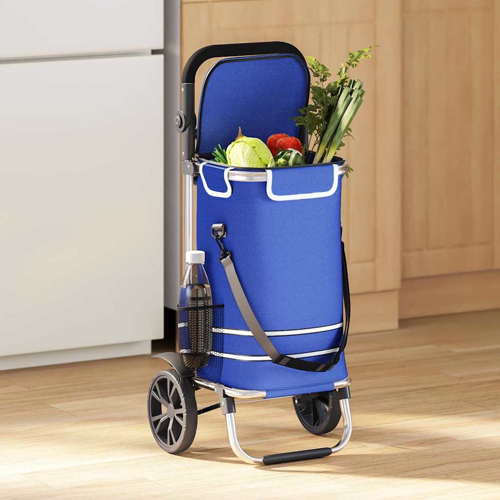 vidaXL Carro de compras Azul 36,5 x 46,5 x 100,5 cm Tela Oxford