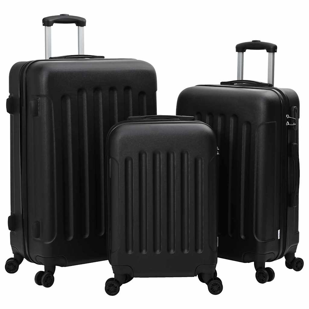 vidaXL Maleta con cerradura 3 uds. Negro 50 x 31 x 78 cm Plástico ABS