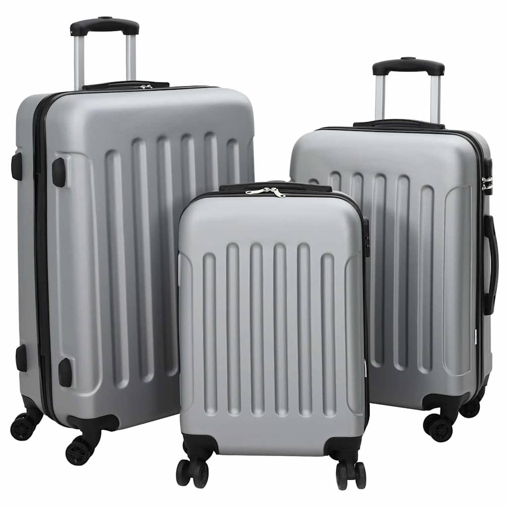 vidaXL Maleta 3 uds. Plateado 50 x 31 x 78 cm Plástico ABS