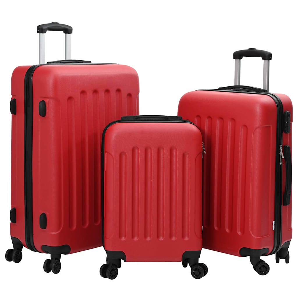 vidaXL Maleta con cerradura 3 uds. Rojo 50 x 31 x 78 cm Plástico ABS