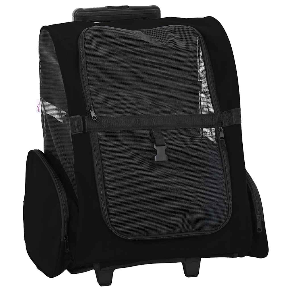 vidaXL Carrito para mascotas 3 en 1, diseño negro, 48 x 32 x (57-106) cm, tela Oxford