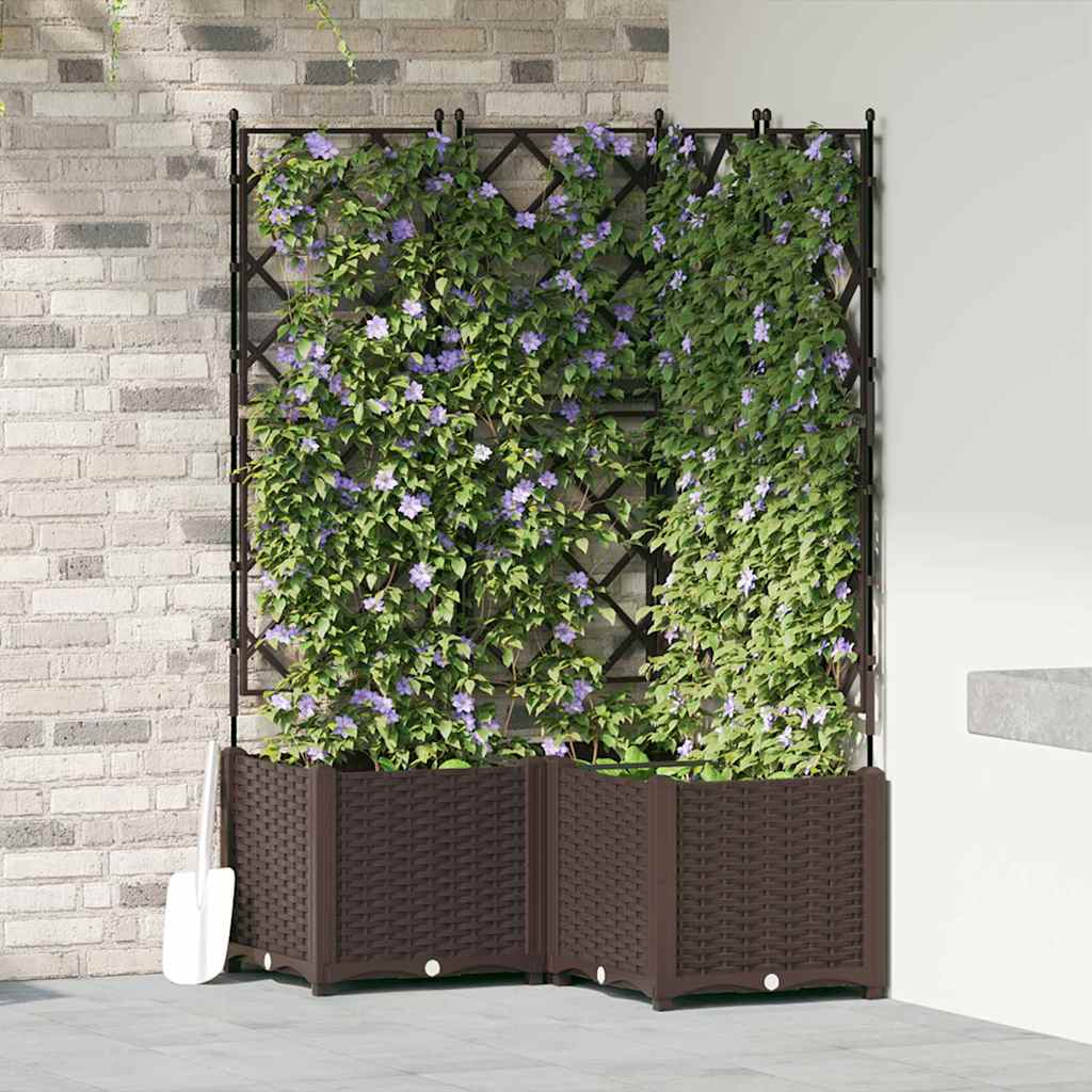vidaXL Macetero de Jardín 3 uds. Marrón 80 x 80 x 143 cm PP