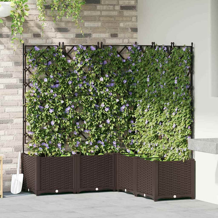 vidaXL Macetero de Jardín 5 uds. Marrón 120 x 120 x 143 cm PP