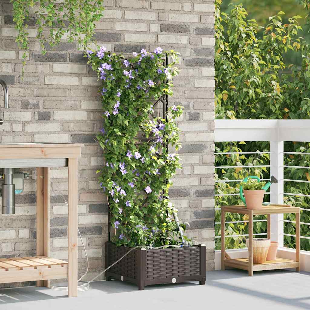 vidaXL Macetero de Jardín Marrón 40 x 40 x 126 cm PP