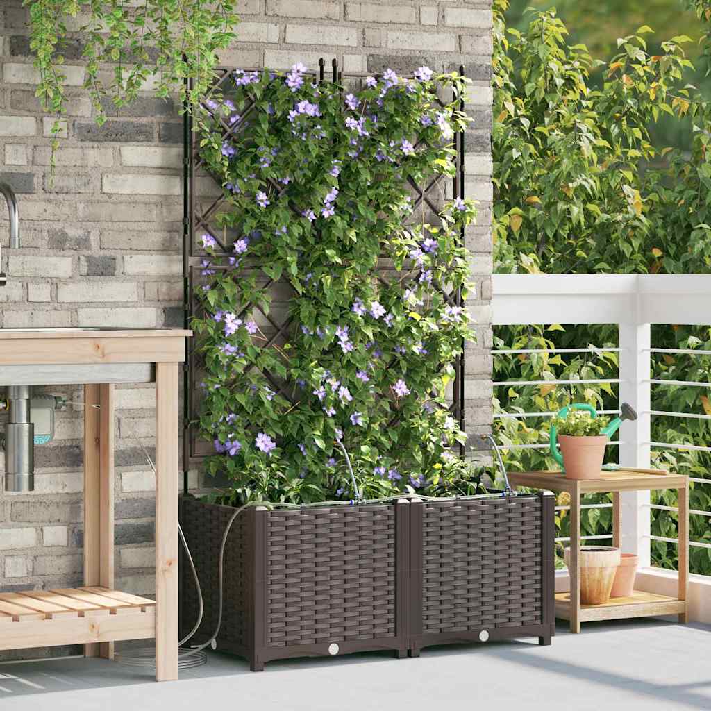 vidaXL Macetero de Jardín 2 uds. Marrón 80 x 40 x 142 cm PP