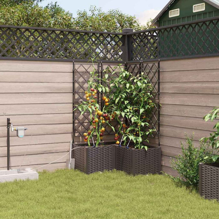 vidaXL Macetero de Jardín 3 uds. Marrón 80 x 80 x 142 cm PP