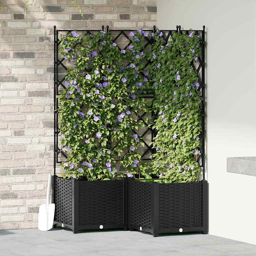 vidaXL Macetero de Jardín 3 uds. Negro 80 x 80 x 143 cm PP