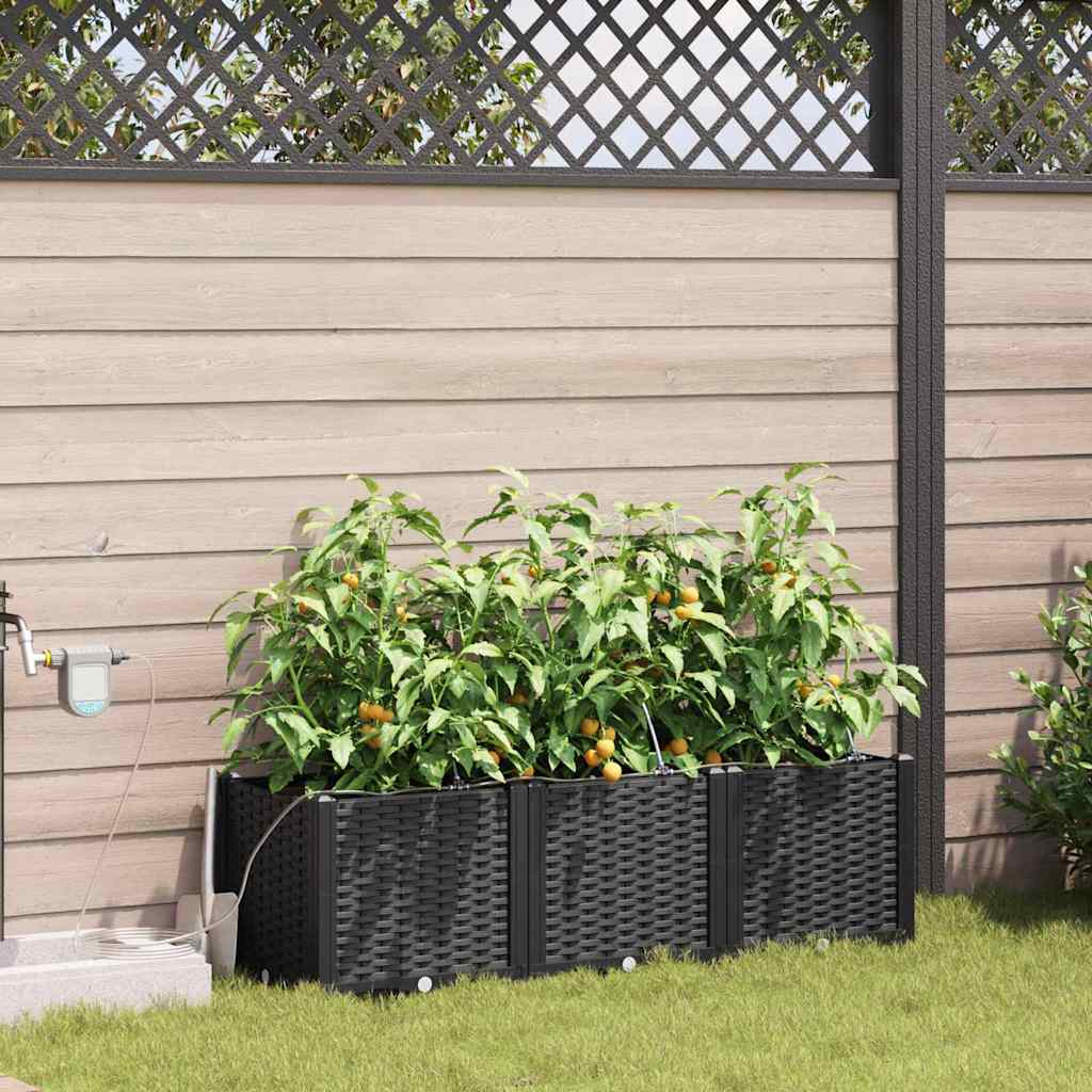 vidaXL Macetero de Jardín 3 uds. Negro 120 x 40 x 37,5 cm PP