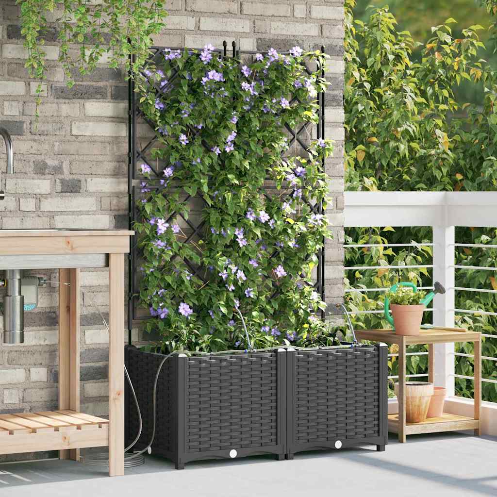 vidaXL Macetero de Jardín 2 uds. Negro 80 x 40 x 142 cm PP