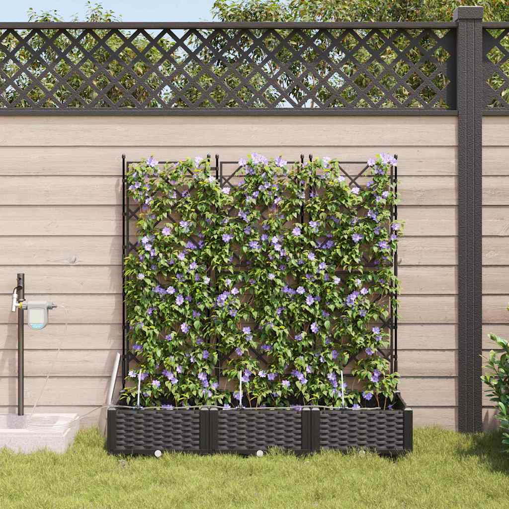 vidaXL Macetero de Jardín 3 uds. Negro 120 x 40 x 126 cm PP