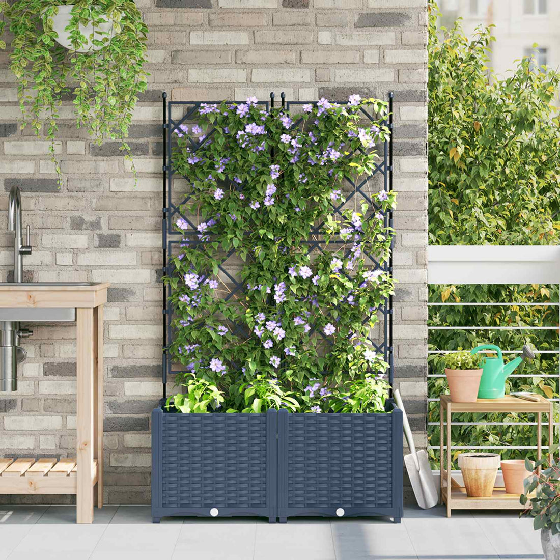 vidaXL Macetero de Jardín 2 uds. Gris 80 x 40 x 143 cm PP