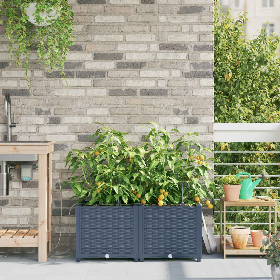 vidaXL Macetero de Jardín 2 uds. Gris 80 x 40 x 37,5 cm PP