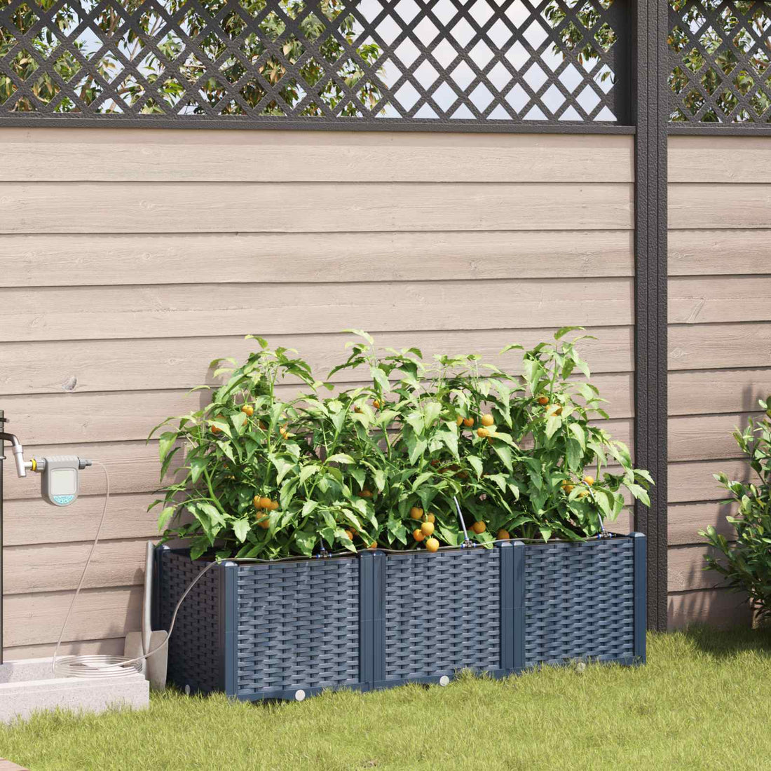 vidaXL Macetero de Jardín 3 uds. Gris 120 x 40 x 37,5 cm PP
