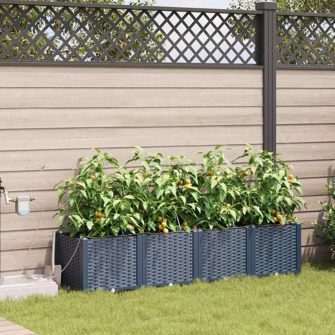 vidaXL Macetero de Jardín 4 uds. Gris 160 x 40 x 37,5 cm PP