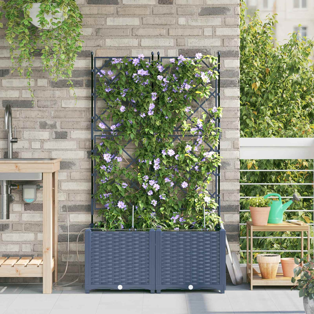 vidaXL Macetero de Jardín 2 uds. Gris 80 x 40 x 142 cm PP