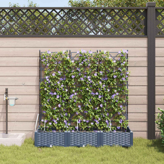 vidaXL Macetero de Jardín 3 uds. Gris 120 x 40 x 126 cm PP