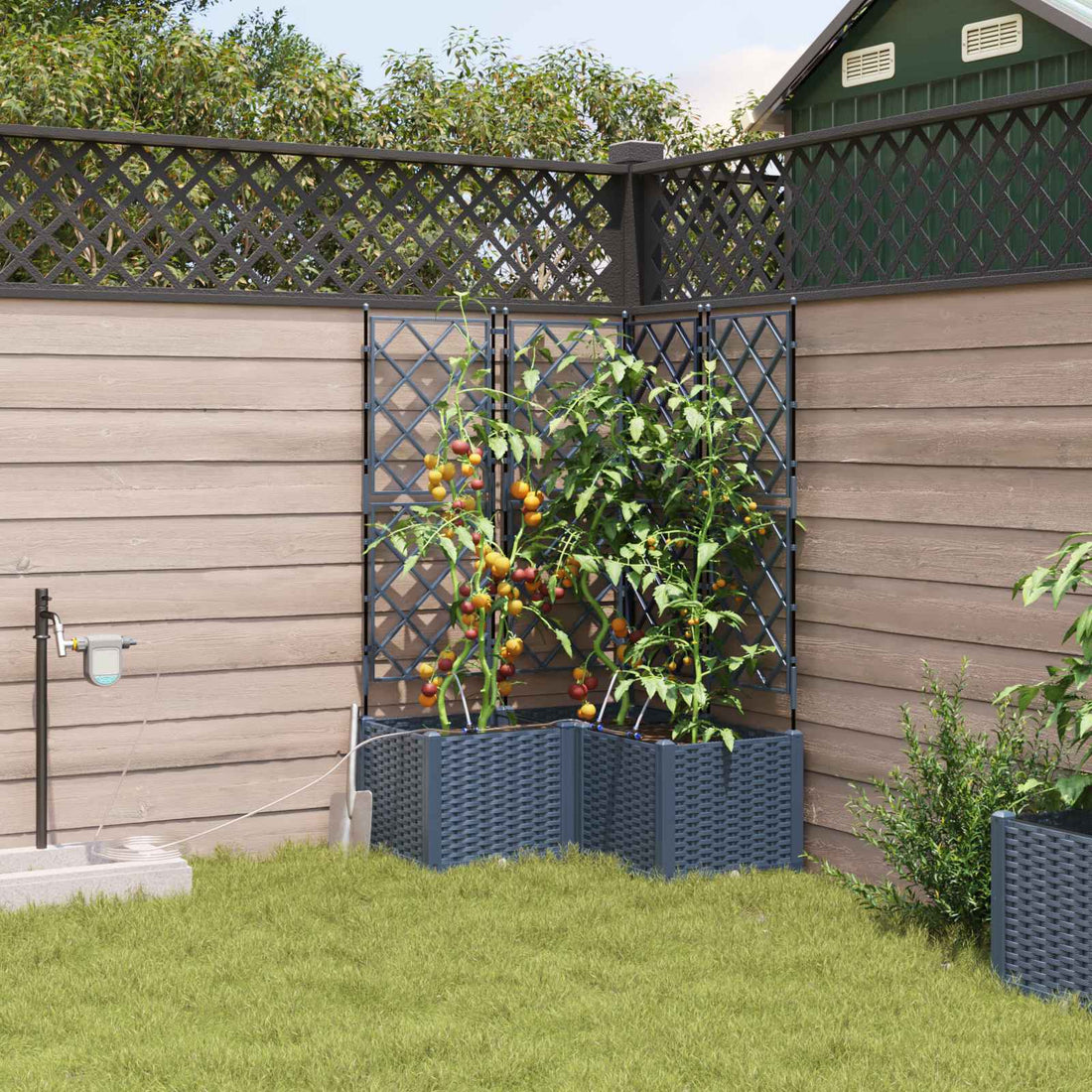 vidaXL Macetero de Jardín 3 uds. Gris 80 x 80 x 142 cm PP